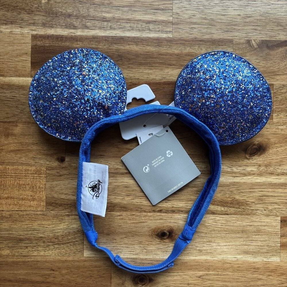 Disney Parks Blue Headband Glitter YOUTH KID Adaptable Fit Headband Vacation NWT